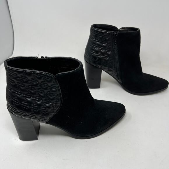 NEW! Nine West Side Zip Suede Boot Bootie Casual Black Quilted - 9.5 - Picture 3 of 8